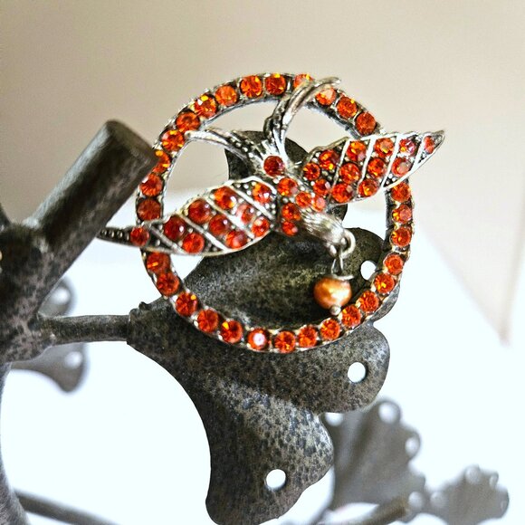 Pilgrim Brand Orange Crystal Bird Brooch - Picture 2 of 5